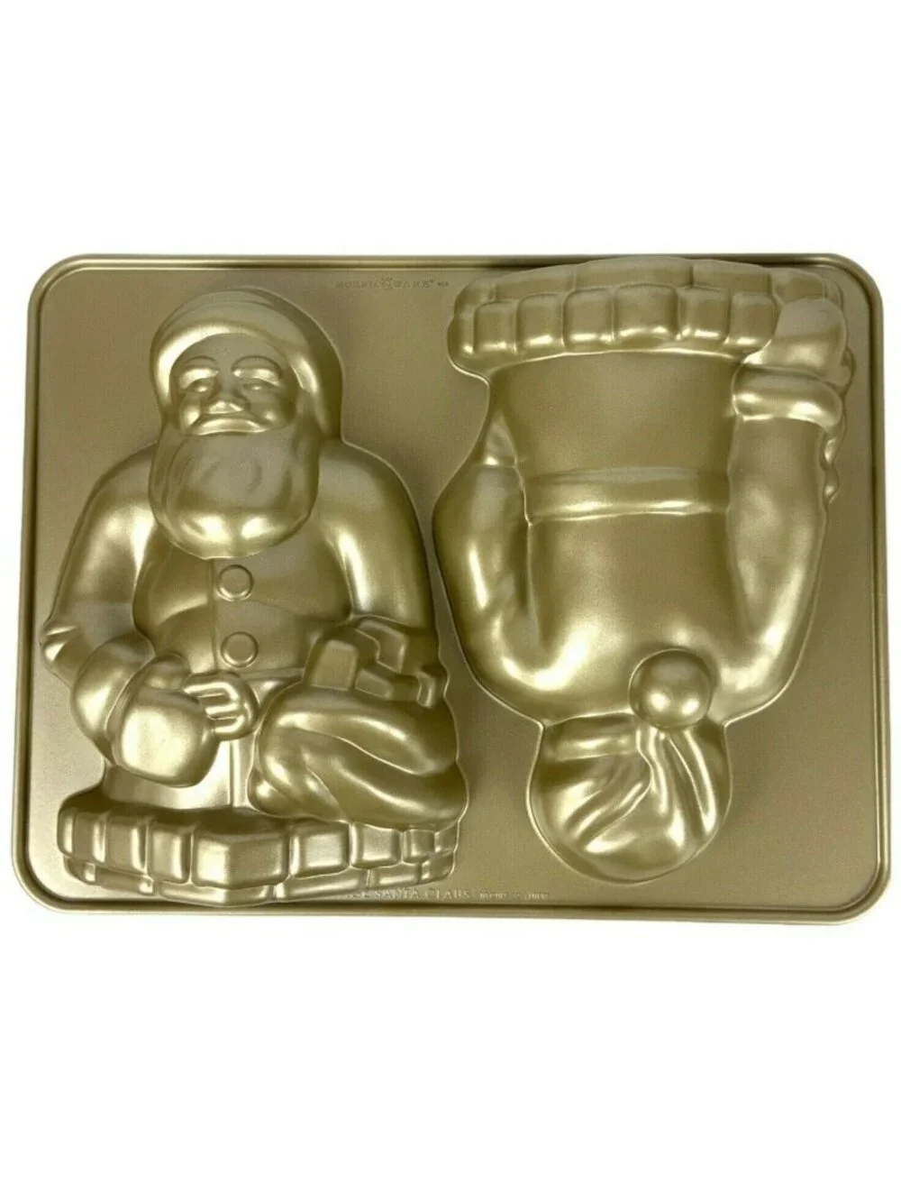 Nordic Ware Williams-Sonoma Vintage Santa Claus 3D Cake Pan Gold Aluminum USA